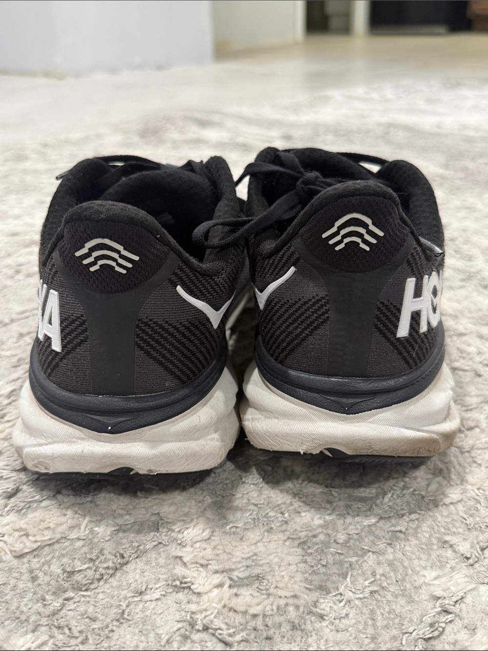 Hoka Kids Black and White Athletic Sneakers